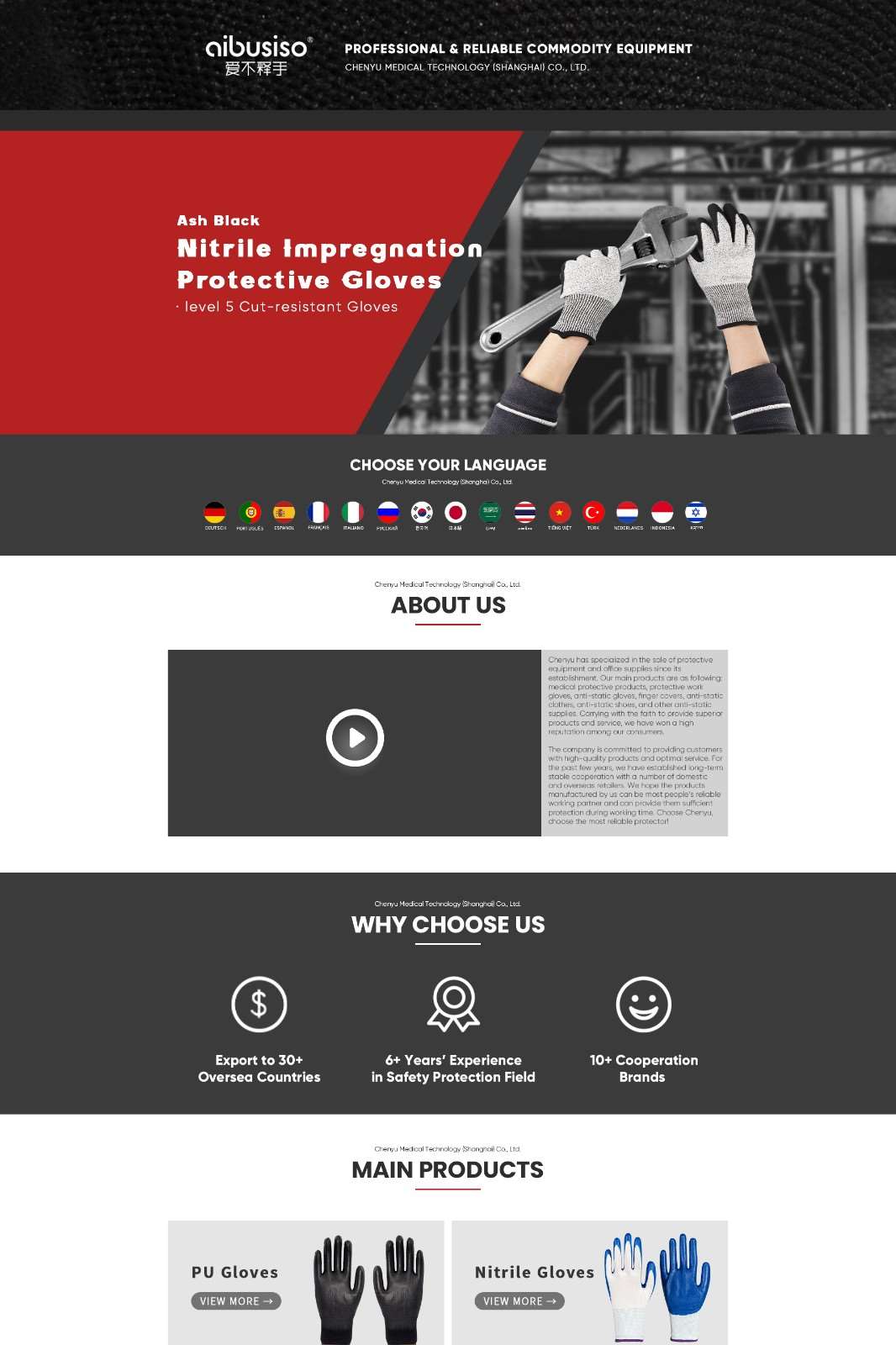 辰屿医疗-大气红黑手套旺铺模板